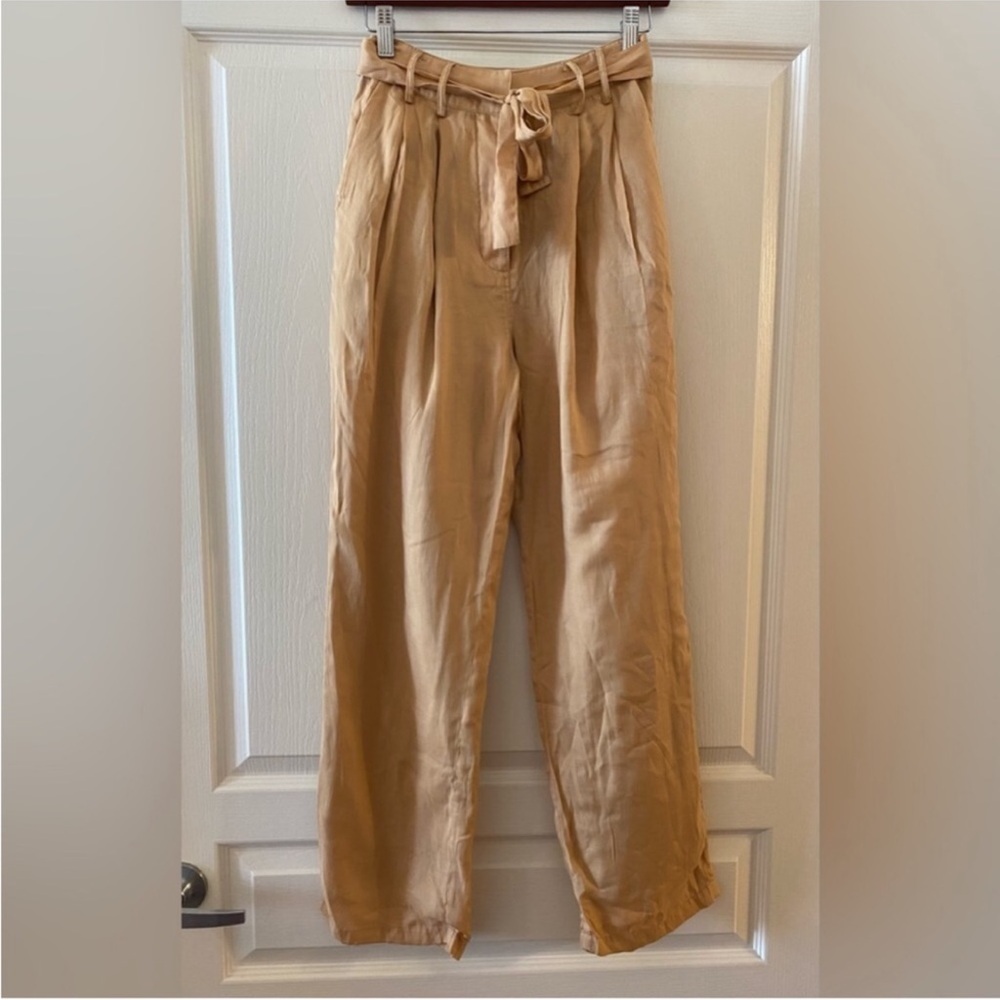 L'ACADEMIE The Danette Bronze Button Fly Belted High Rise Trousers